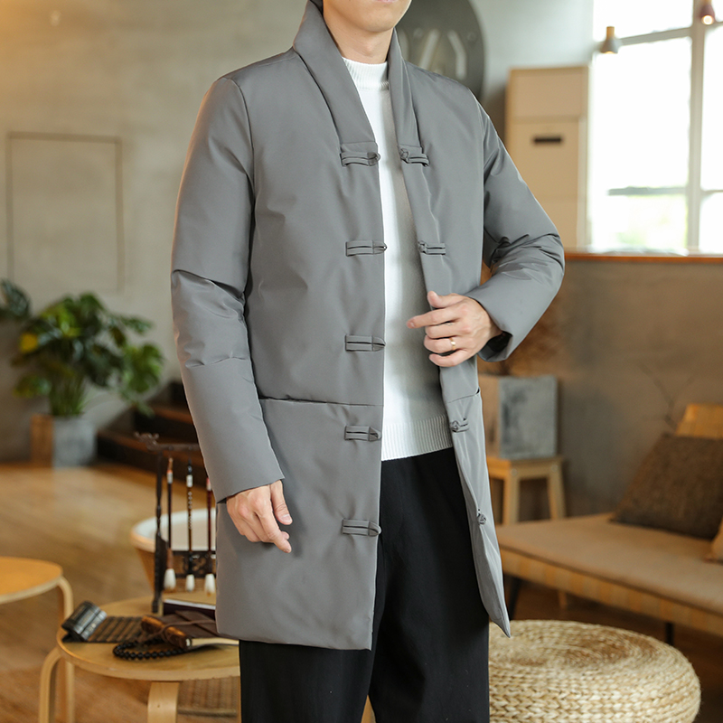 90白鸭绒冬季风男装唐装中长款大码羽绒服QT3028-YR203P265，男装羽绒服，电商A118