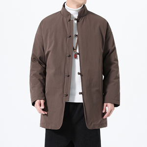 90%白鸭绒冬季风唐装中长款羽绒服保暖外套男A118-YR207P285图片