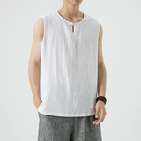 夏季纯亚麻风唐装大码背心复古无袖T恤男A118-BX303P75，男装T恤，电商A118