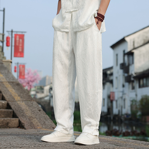 风男装春夏新款盘扣宽松束脚提花大码休闲裤A118-K111P70控98图片