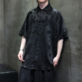 夏季风男装冰丝短袖衬衫新中式提花唐装汉服A118-C28P65控88，男装衬衫，电商A118