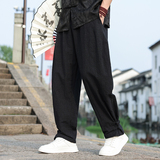 春夏风裤子男复古宽松大码盘扣提花休闲裤男A118-K112P60控88，男装休闲裤，电商A118