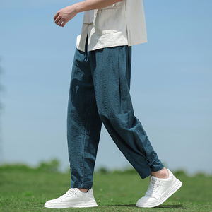 春夏风男装新中式棉麻束脚复古宽松大码休闲裤A118-K112P60图片