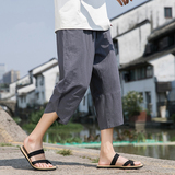夏季风棉麻七分裤复古阔腿裤新中式宽松休闲裤男A118-K88P30，男装牛仔裤，电商A118