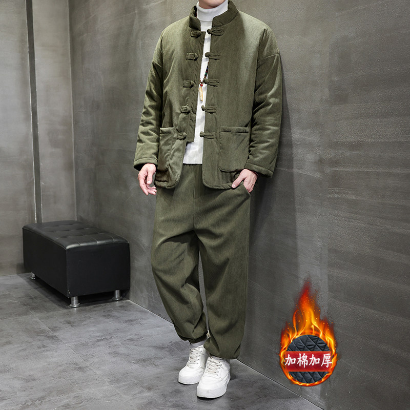 冬季风棉衣套装中式复古唐装加厚外套两件套TZ010-P200,男装棉衣,电商A118