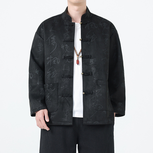 2025秋季风男装唐装汉服麂皮绒中山装夹克外套A118-A8836P115图片