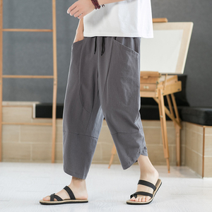 夏季风棉麻七分裤阔腿裤大码沙滩裤休闲裤男QT3028-K88P30图片