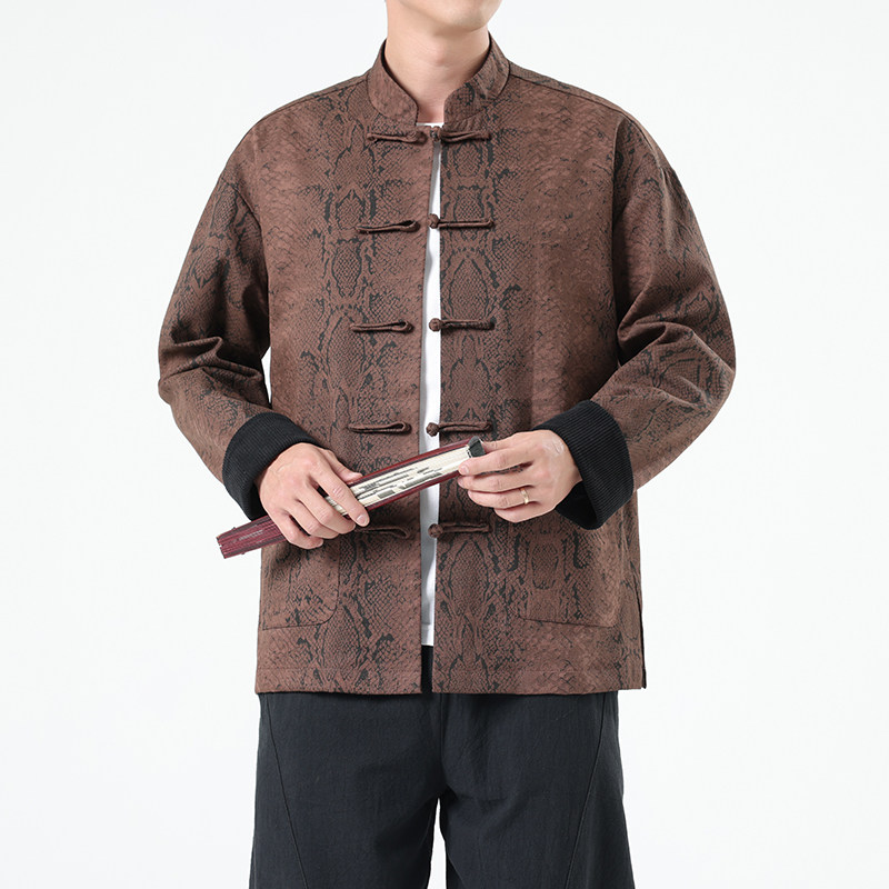 秋季风男装夹克唐装汉服复古中式大码蟒纹外套A118-A8821P120图片