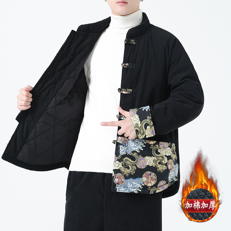 冬季风棉衣中式复古唐装印花加厚保暖外套男A118-MY2312P140,男装棉衣,电商A118