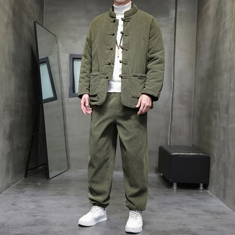 2025冬季风棉衣套装中式复古唐装加厚保暖外套A118-TZ010P200,男装棉衣,电商A118