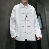 秋冬季风男装新中式棉麻衬衫亚麻唐装长袖汉服A118-C817P45，男装衬衫，电商A118