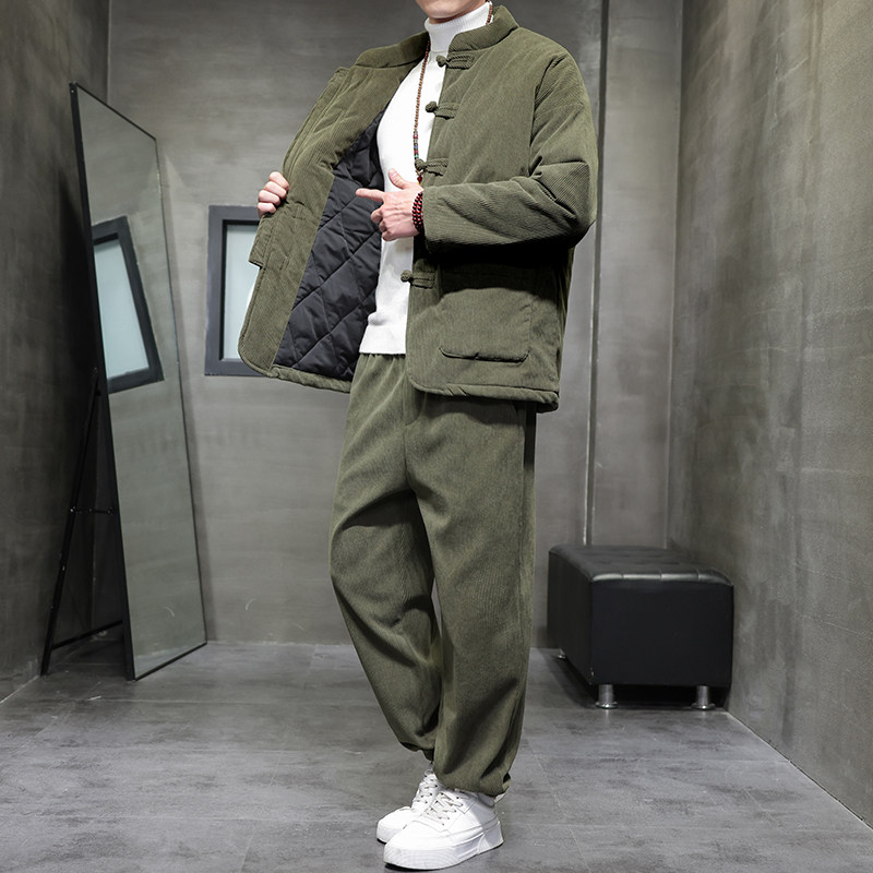 2025冬季风棉衣套装中式复古唐装加厚保暖外套A118-TZ010P200,男装棉衣,电商A118