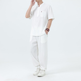 2025夏季风冰丝短袖衬唐装汉服两件套男A118-TZ2506P115控198，男装休闲套装，电商A118
