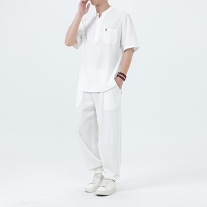2025夏季风冰丝短袖衬唐装汉服两件套男A118-TZ2506P115控198图片