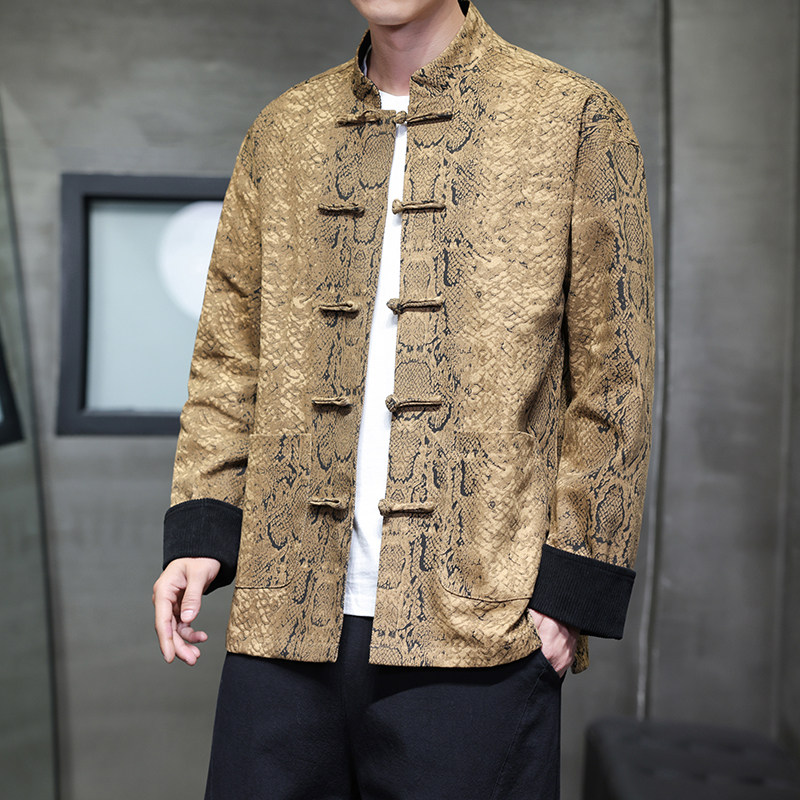 秋季风男装夹克唐装中式复古蟒纹印花立领外套A118-A8821P120,男装夹克,电商A118