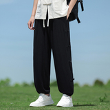 春夏风休闲裤大码透气束脚中式盘扣复古阔腿裤A118-K301P75，男装休闲裤，电商A118