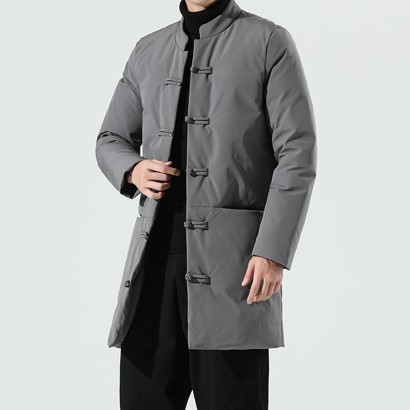 冬季风羽绒服唐装盘扣90绒中长款羽绒衣男QT3028-YR201P265，男装羽绒服，电商A118