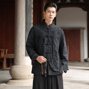 春季风夹克新中式唐装汉服复古豹纹立领外套男A118-A8822P115图片