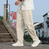 春夏风裤子男复古宽松大码盘扣提花休闲裤男A118-K112P60控88，男装休闲裤，电商A118