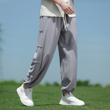 春夏风亚麻休闲裤新中式棉麻大码盘扣束脚裤男A118-K301P75，男装休闲裤，电商A118