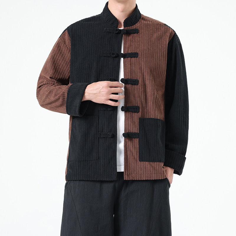 春季风夹克新中式唐装汉服复古拼接大码外套男A118-A8825P115,男装夹克,电商A118