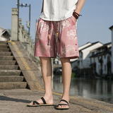 夏季风冰丝透气大码五分裤新中式短裤沙滩裤男A118-DK907P50，男装牛仔裤，电商A118