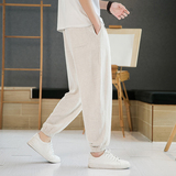 2024夏季亚麻休闲裤棉麻宽松束脚裤风长裤男QT3028-K302P60，男装休闲裤，电商A118