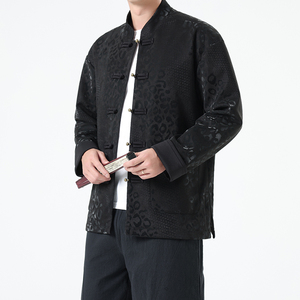 秋季风男装新中式复古夹克唐装汉服豹纹外套A118-A8816P120图片