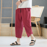夏季风棉麻七分裤阔腿裤大码沙滩裤休闲裤男QT3028-K88P30，男装牛仔裤，电商A118