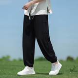 春夏风休闲裤大码透气束脚中式盘扣复古阔腿裤A118-K301P75，男装休闲裤，电商A118