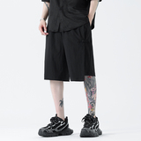 夏季风冰丝圧皱短裤新中式大码五分裤男A118-DK113P45控58，男装牛仔裤，电商A118