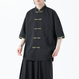 夏季风男装短袖衬衫新中式唐装冰丝提花汉服A118-C27P65控88，男装T恤，电商A118