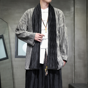 秋冬风男装汉服中式套装复古丝绒压皱风衣TZ11-P140图片