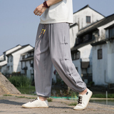春夏风亚麻休闲裤复古盘扣新中式束脚大码长裤男A118-K300P75，男装休闲裤，电商A118
