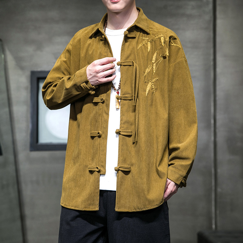 秋季风男装衬衫唐装汉服复古大码刺绣青年衬衣A118-C822P70,男装衬衫,电商A118