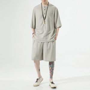 2025夏季风唐装亚麻两件套棉麻汉服男A118-TZ203P110-控168图片
