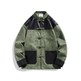 春季风男装中式唐装复古夹克甲骨文拼接皮外套A118-A8831P120，男装夹克，电商A118