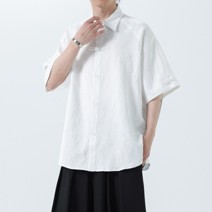 夏季风唐装新中式冰丝短袖提花衬衫汉服男A118-C28P65控88图片