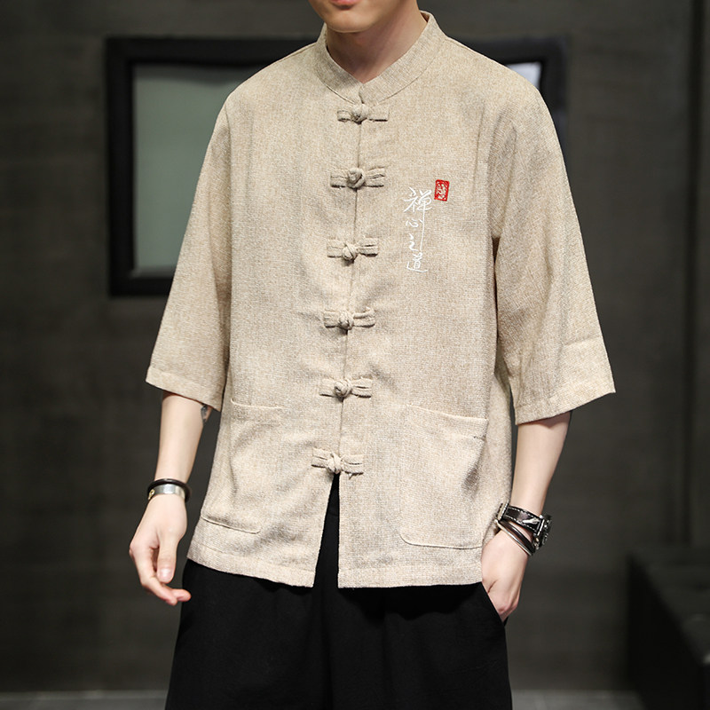 夏季风男装衬衫唐装汉服中式复古大码刺绣衬衣男A118-D51P60,男装T恤,电商A118