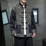 春季风牛仔夹克新中式唐装豹纹刺绣拼接外套男A118-A8807P125，男装夹克，电商A118
