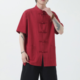 夏季风男装青年新中式棉麻短袖唐装汉服衬衫A118-C815P40控68，男装衬衫，电商A118
