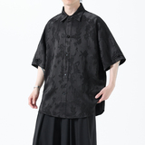 夏季风唐装新中式冰丝短袖提花衬衫汉服男A118-C28P65控88，男装T恤，电商A118