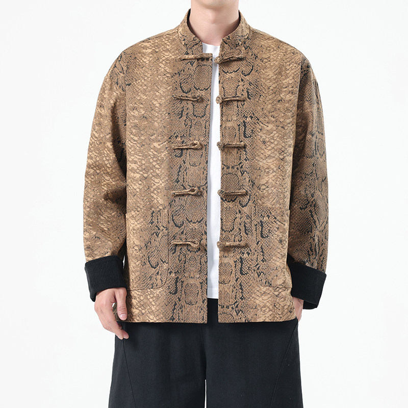春季风男装新中式夹克复古唐装汉服蟒纹外套A118-A8821P120图片
