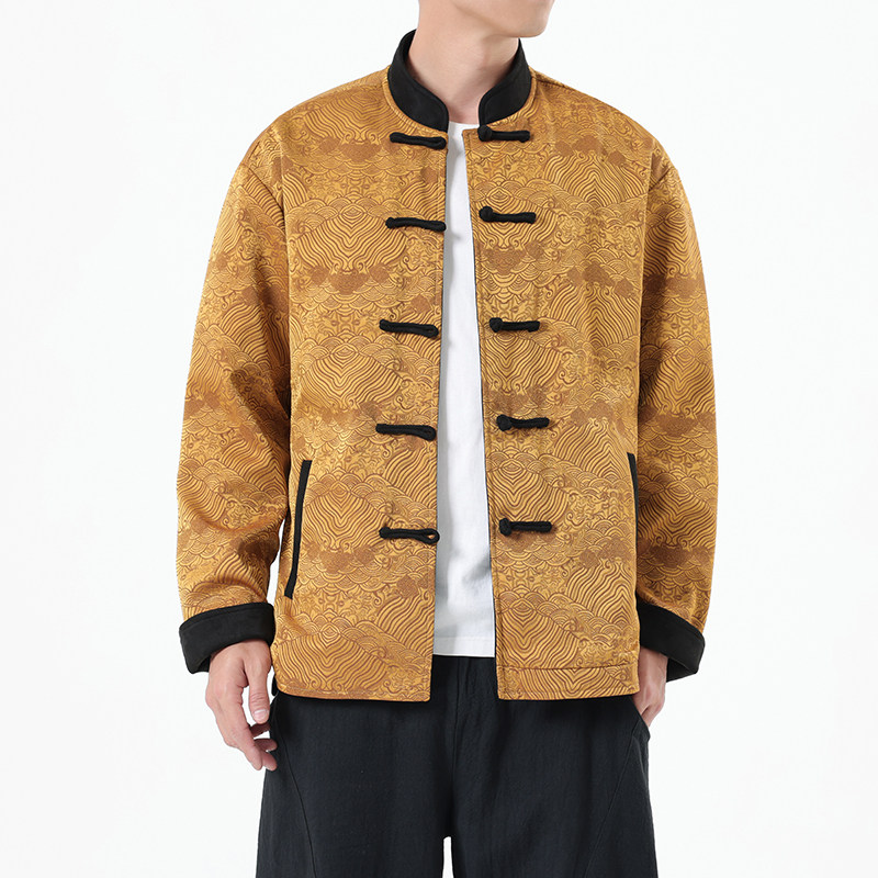 春季风男装新中式双面穿夹克复古唐装汉服外套A118-A8809P145，男装夹克，电商A118