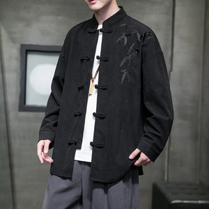 秋季风男装新中式衬衫唐装大码复古汉服宽松上衣A118-C823P70