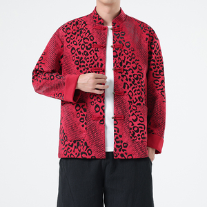 秋季风男装新中式复古夹克唐装汉服豹纹外套A118-A8816P120,连衣裙长款怎么搭配风衣图片