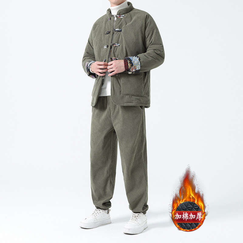 冬季风男装棉衣唐装中式复古保暖加厚棉袄套装A118-TZ12P205,男装棉衣,电商A118