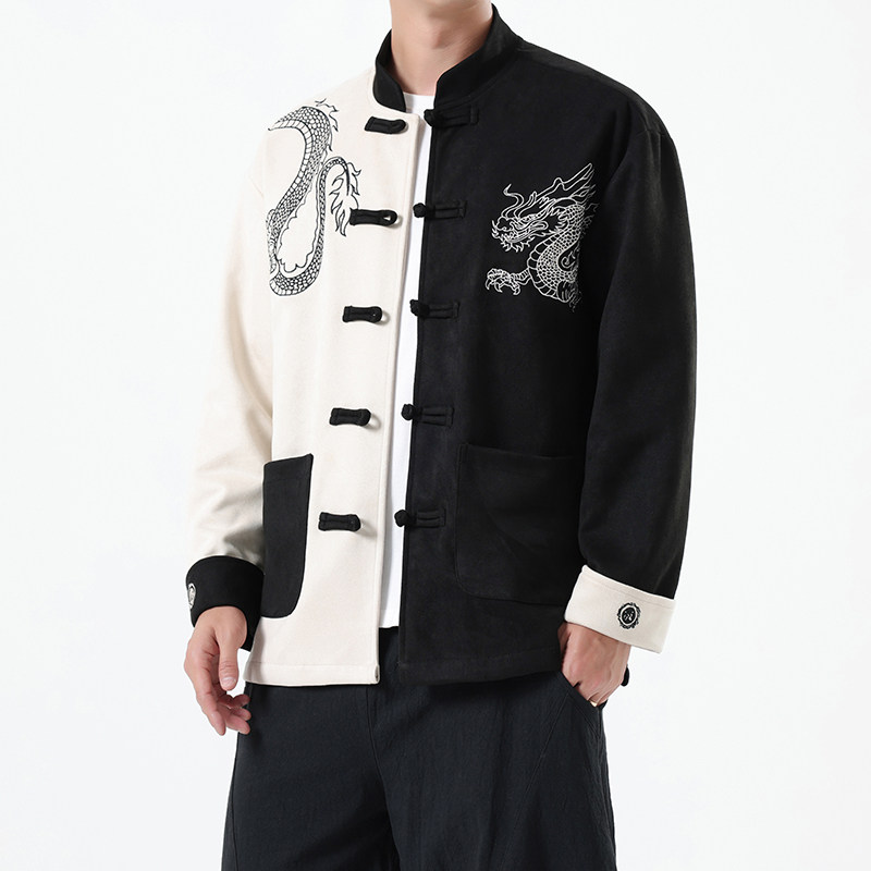 春季风男装刺绣新中式唐装拼接龙纹夹克外套A118-A8806P120,男装夹克,电商A118