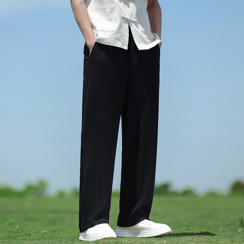 春夏风男装新中式直筒裤棉麻亚麻大码透气休闲裤A118-K901P65,男装休闲裤,电商A118