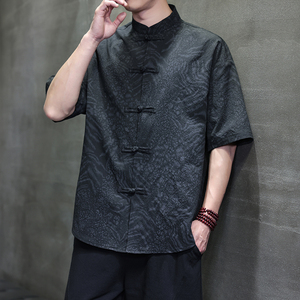 2025夏季风男装短袖唐装汉服中式复古衬衫A118-C033P70控99图片